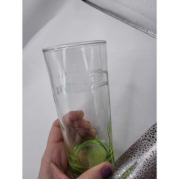 Seattle Seahawks Glasses Set Of 2 Highball Collins 6 In Logo Etched Blue‎ Green - Picture 9 of 10